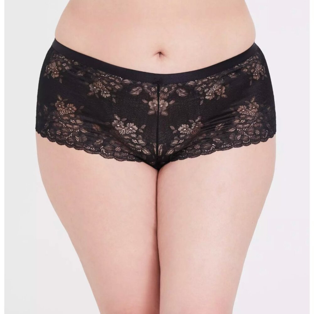 NWT Torrid Two Tone Lace Mid-Rise Cheeky Mini Lattice Back Panty